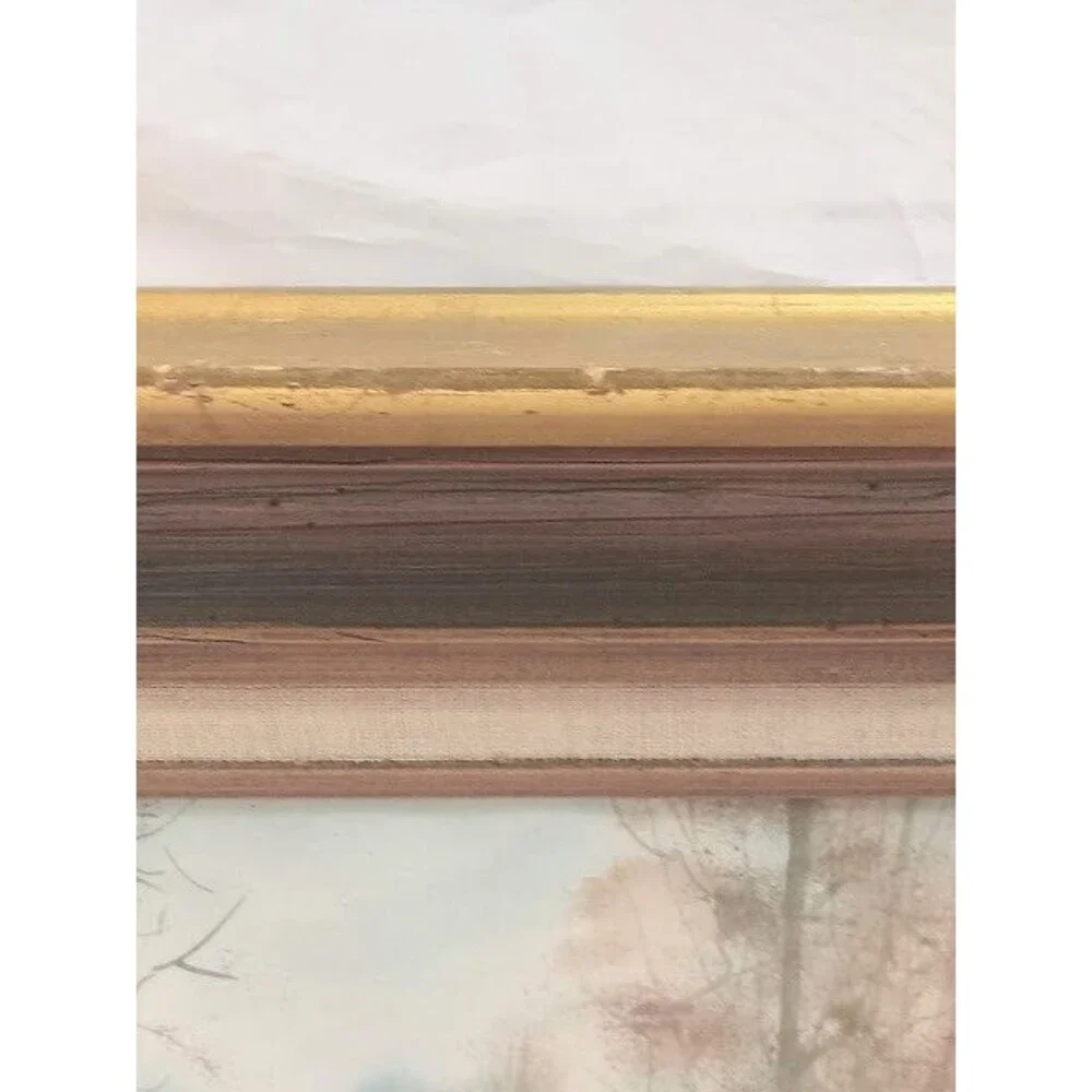 Print Hecho En Mexico Vintage Golden tone Wooden Picture Frame with signed Print